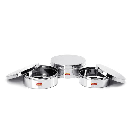 Sumeet Stainless Steel Flat Canisters/Storage Containers Set Of 3Pcs (1.2Ltr,1.5Ltr,2.1Ltr)