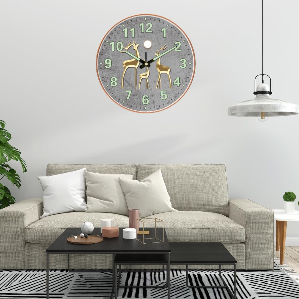 Silent 12-Inch Wall Clock with Glow in the Dark Numbers - Battery Operated, Non-Ticking, Modern Design