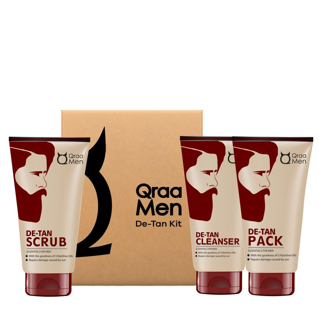 Men's De-Tan Kit: Cleanser, Scrub & Pack, 320g (3-Pack)