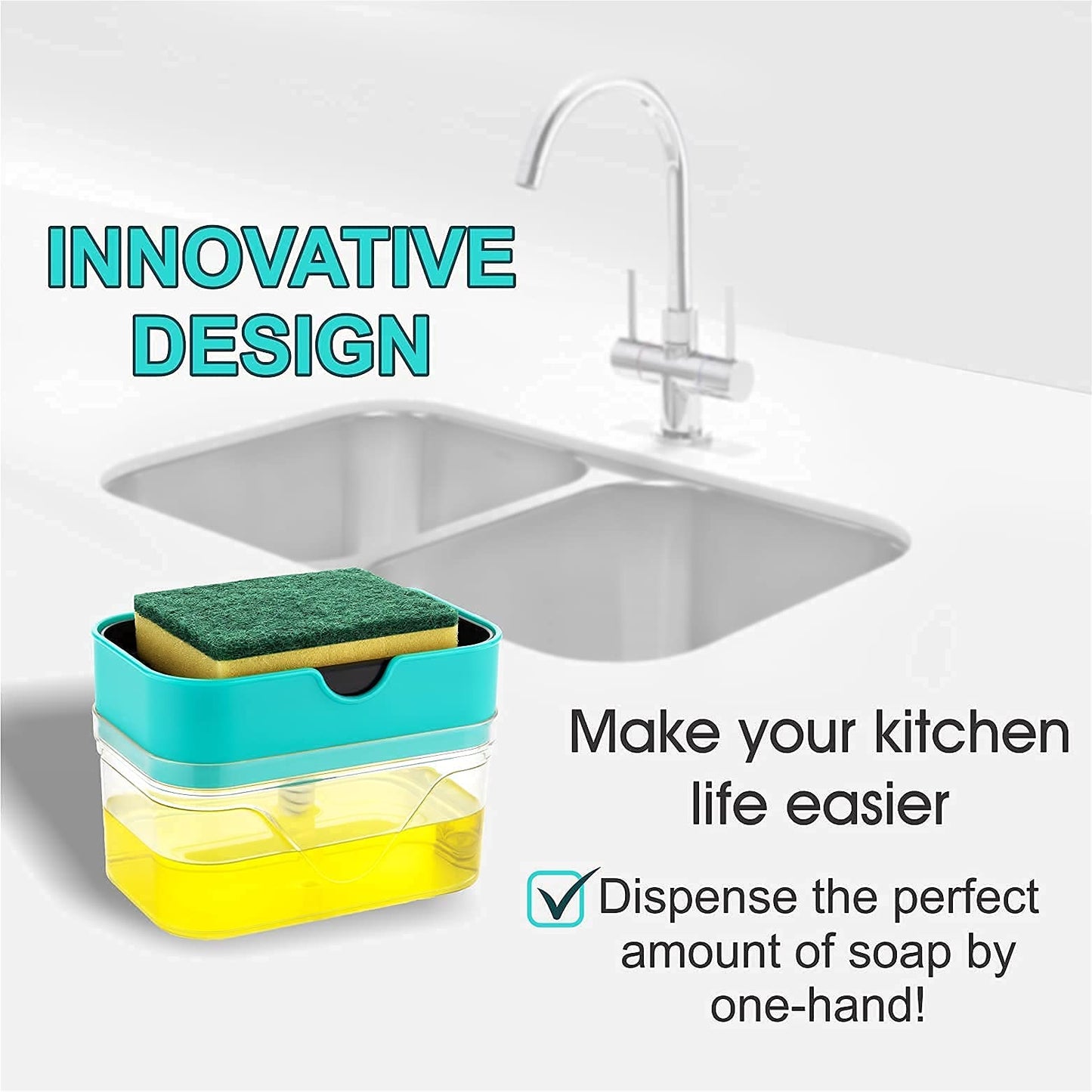 Soap Dispenser with Caddy - ABS Plastic - 12 x 12 x 9 cm - Multicolor