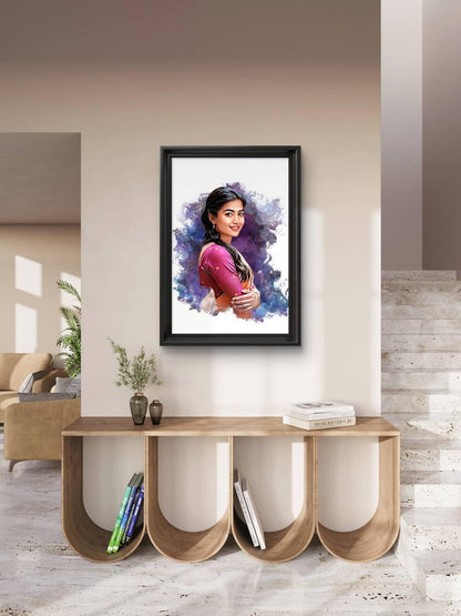 Wall Painting - Digital Handmade Smock Pattern - Black & White - 8x10 Inches - Wooden Frame with PVC Glass