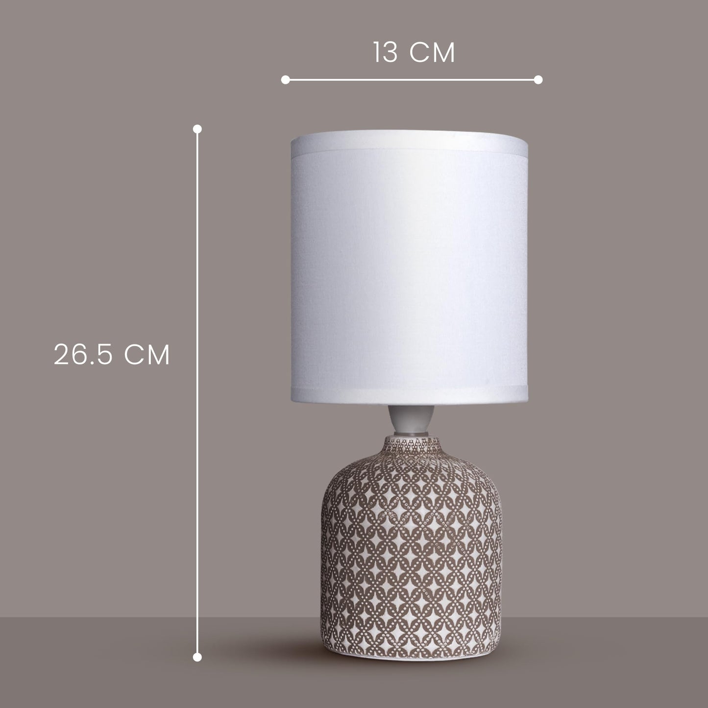 Table Lamp with Off-White Fabric Shade and Taupe Concrete Base - 27 cm - Includes 5W LED Bulb