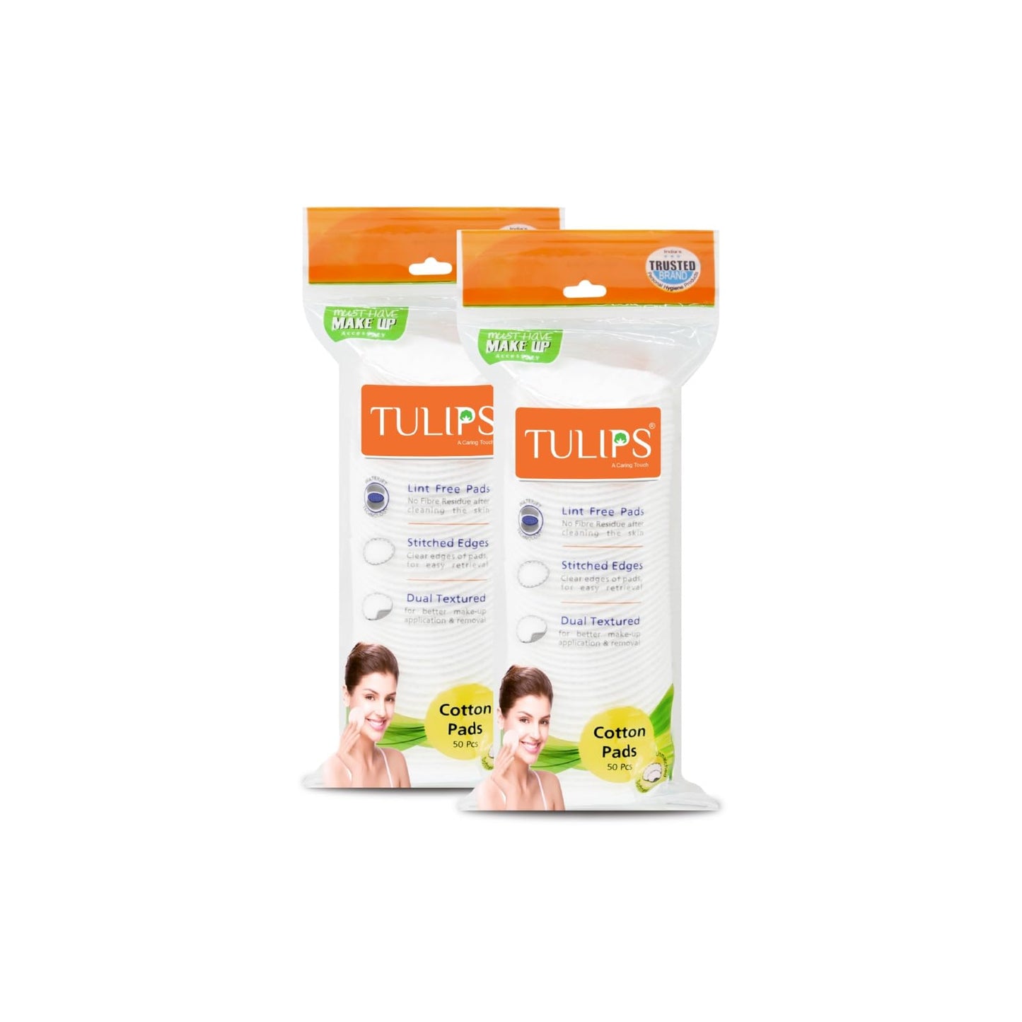 50 Round Facial Cotton Pads in Ziplock Bag (2 Packs)