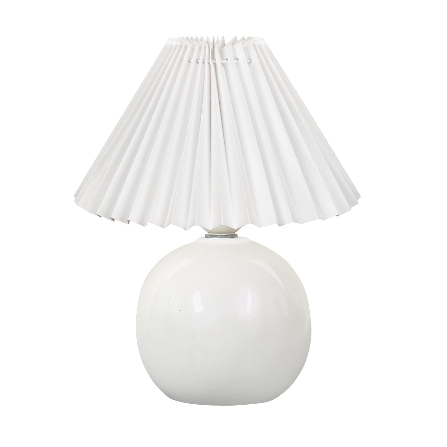 Ceramic Table Lamp with Fabric Shade - Modern Design - 1 E27 Bulb - 60W Max - White