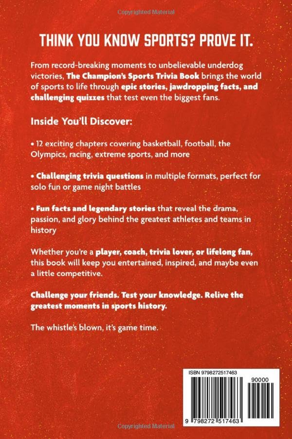 The Champion’s Sports Trivia Book: Amazing Quizzes, Fun Facts & Legendary Stories for Players, Fans and True Sports Lovers 