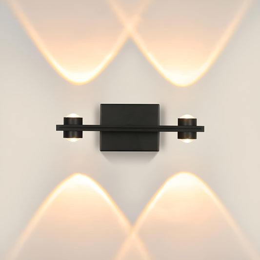 LED Wall Light Modern Design Matt Black Aluminium 2 Up 2 Down  Warm White