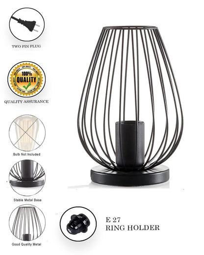 Metal Table Lamp Vintage Design Black 22x22x21 cm