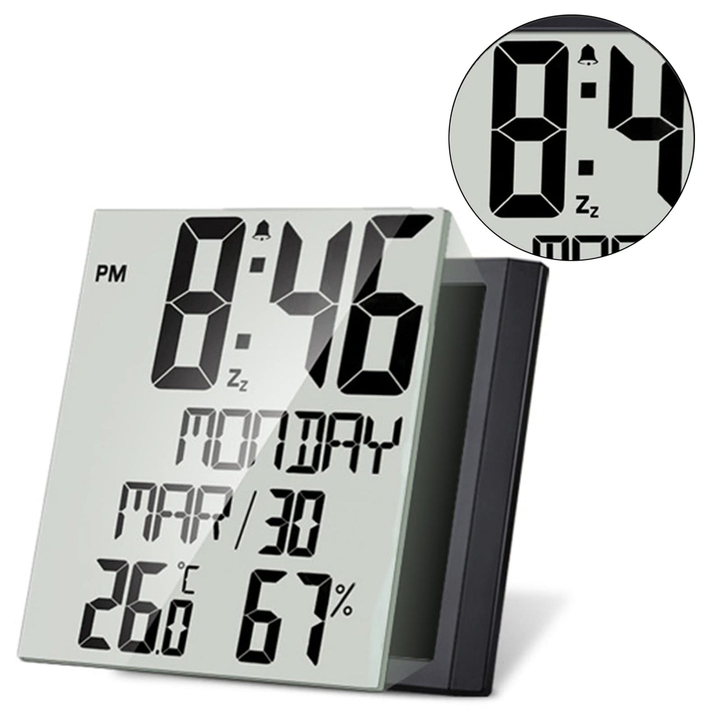 Digital Wall Clock with Temperature and Humidity Display - Battery Operated, Large Screen
