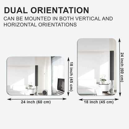 Frameless Beveled Edge Mirror Silver 18 x 24 Inch (45 x 60 cm) Wall Mounted