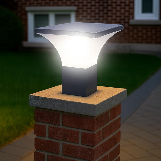 LED Outdoor Gate Light 12W Warm White Aluminium 9-Inch Waterproof Pillar Lamp