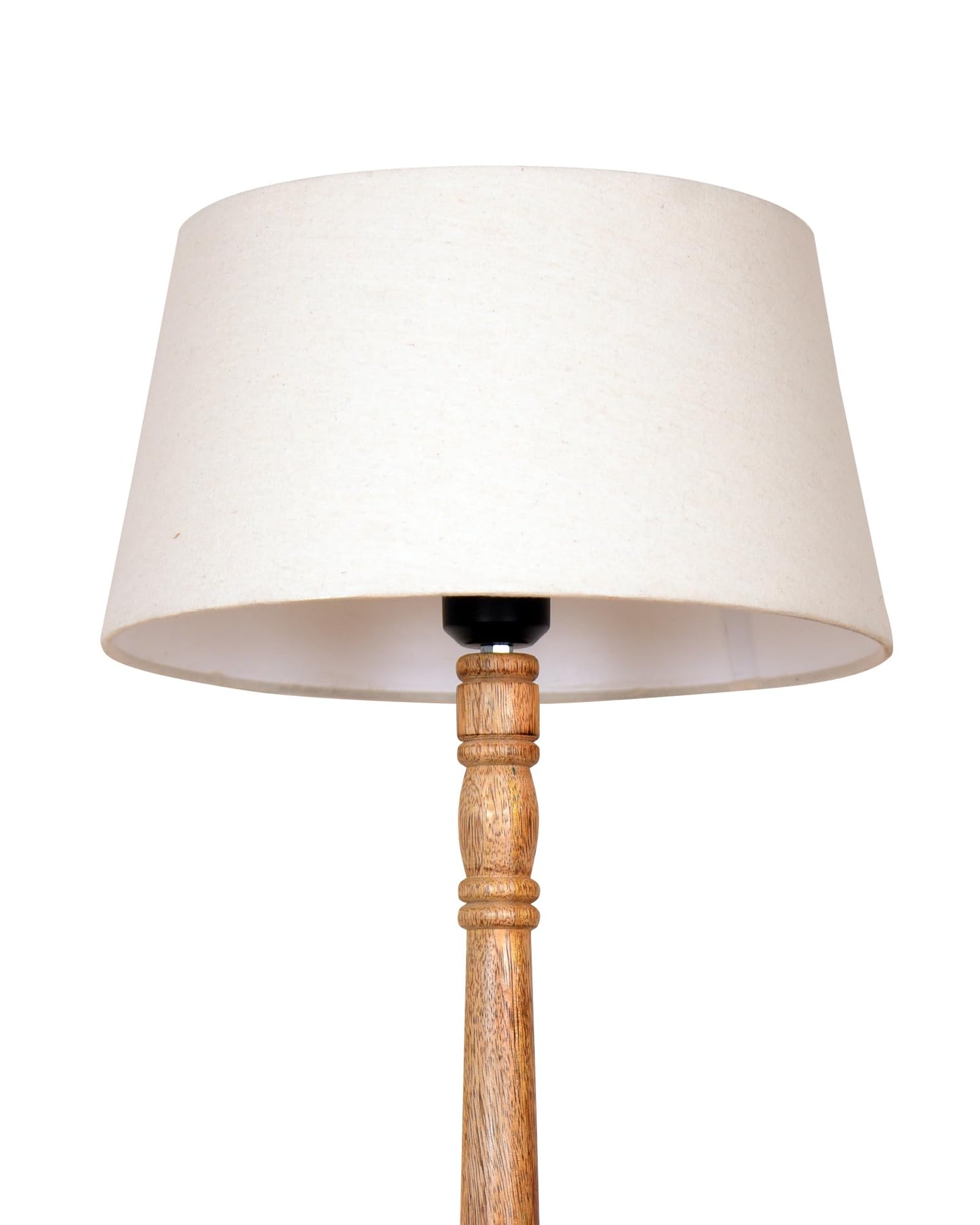 LED Floor Lamp Modern Mid Century Wooden Base White Fabric Shade 140x33x18cm