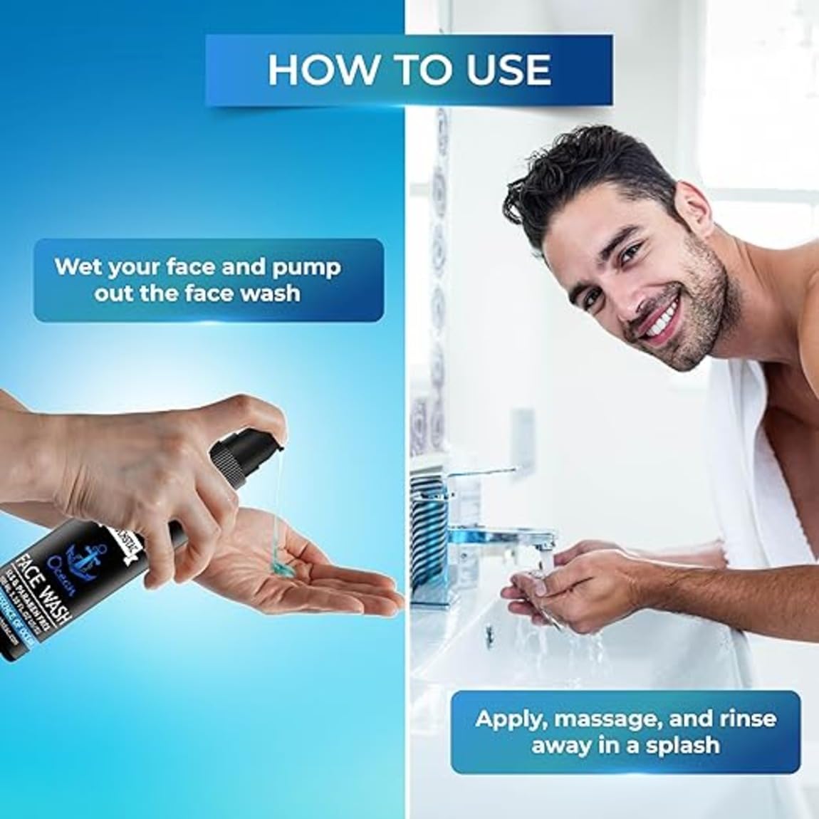 Men's Ocean Face Wash 2x100ml | Acne, Oil Control, Refreshing