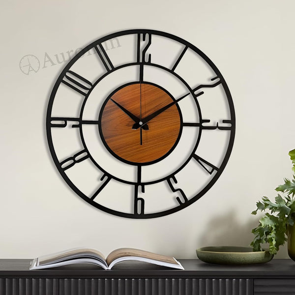 Metal Wall Clock with Large Numbers - 30 cm - Battery Operated - Modern Design for Home Decor