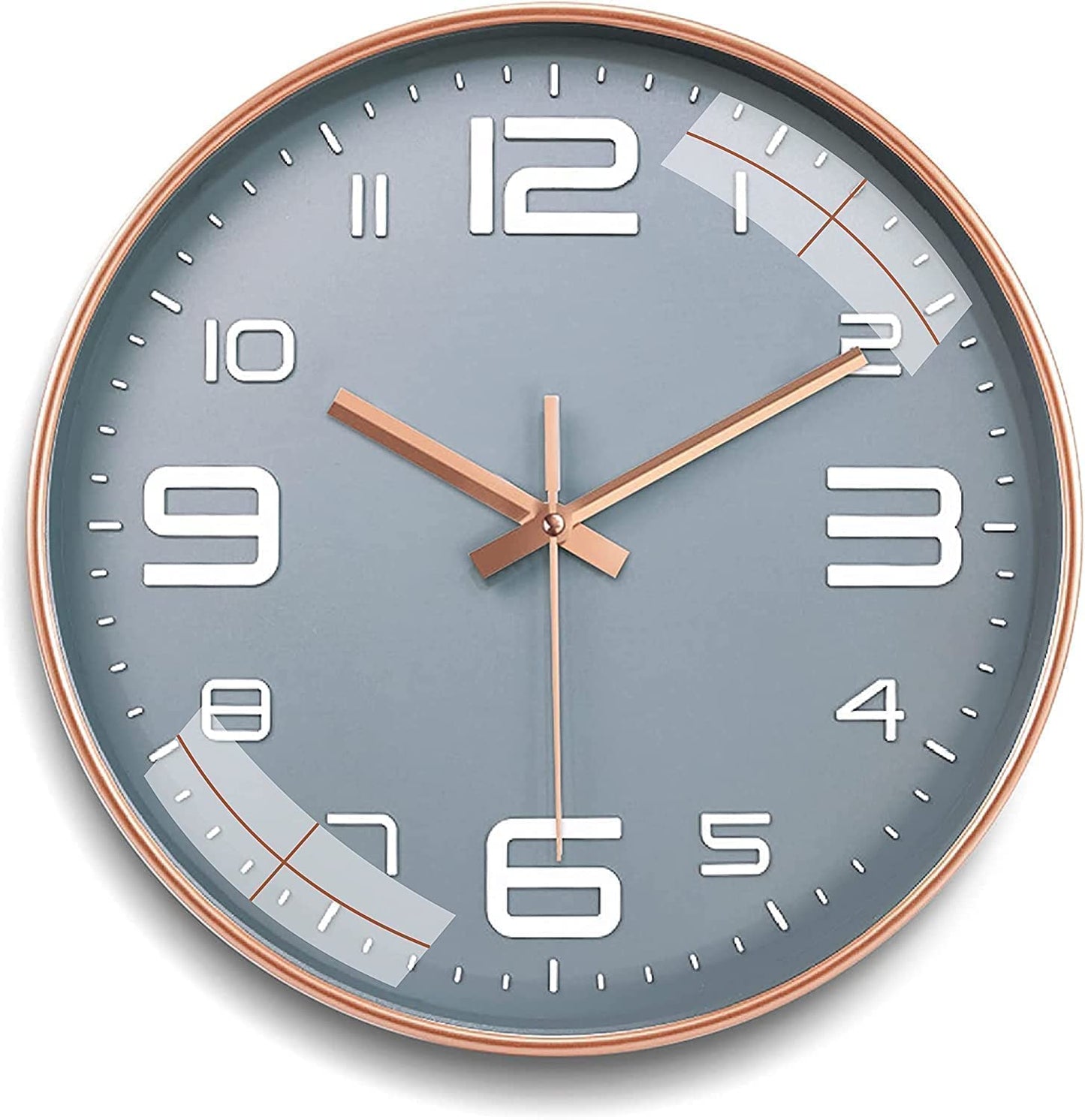 Rylan 12" Silent Quartz Wall Clock - Grey Plastic Analog - Battery Operated