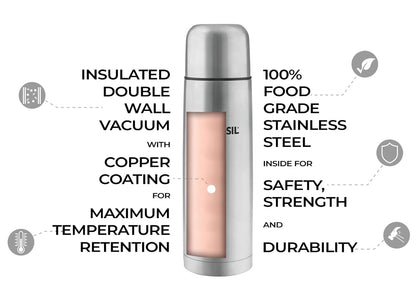 Borosil Hydra Thermo 1000 ml Stainless Steel Water Bottle | Double Wall Vacuum Insulated Flask