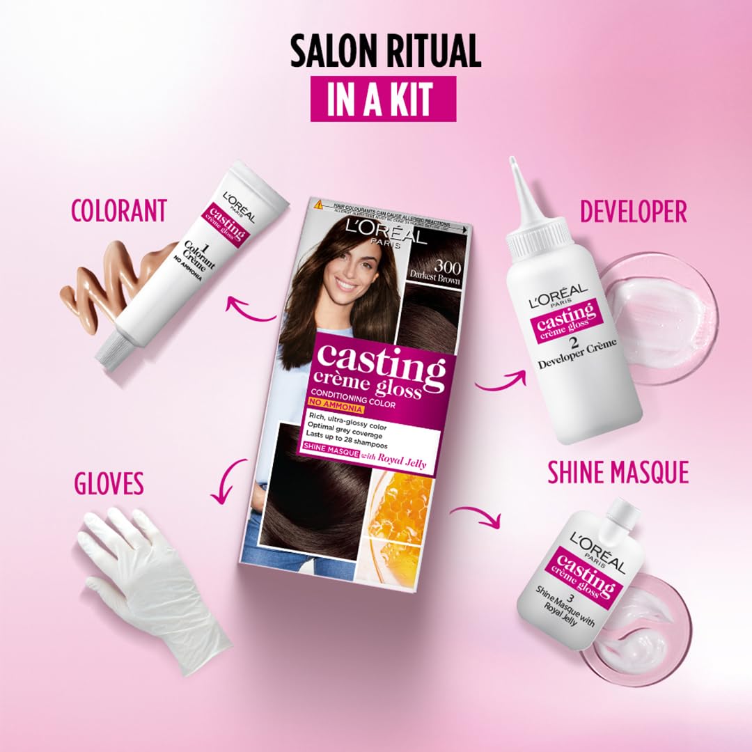 L'OrŽal Paris Darkest Brown Hair Color, Ammonia-Free, 87.5g+72ml