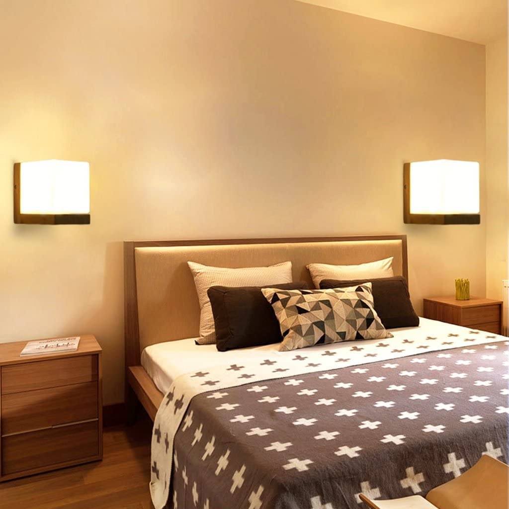 Wooden Wall Light with PVC Shade, Modern Design, Brown Finish, 4W LED, Ideal for Bedroom and Living Room