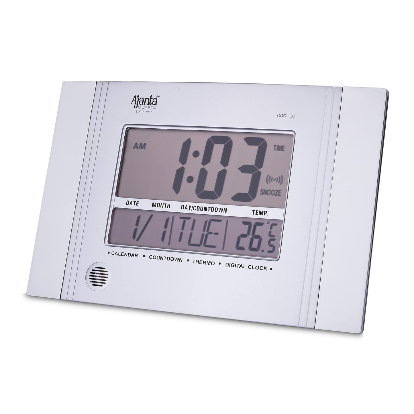 Digital Wall Clock with Designer Look, 29 cm x 19 cm, Grey Plastic