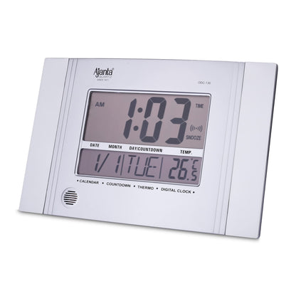 Digital Wall Clock with Designer Look, 29 cm x 19 cm, Grey Plastic
