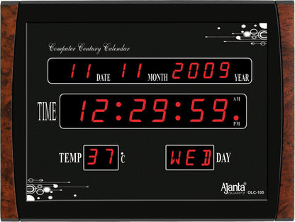 Digital Wall Clock with Red LED Display, 39.6 cm x 29.6 cm, Electric Powered