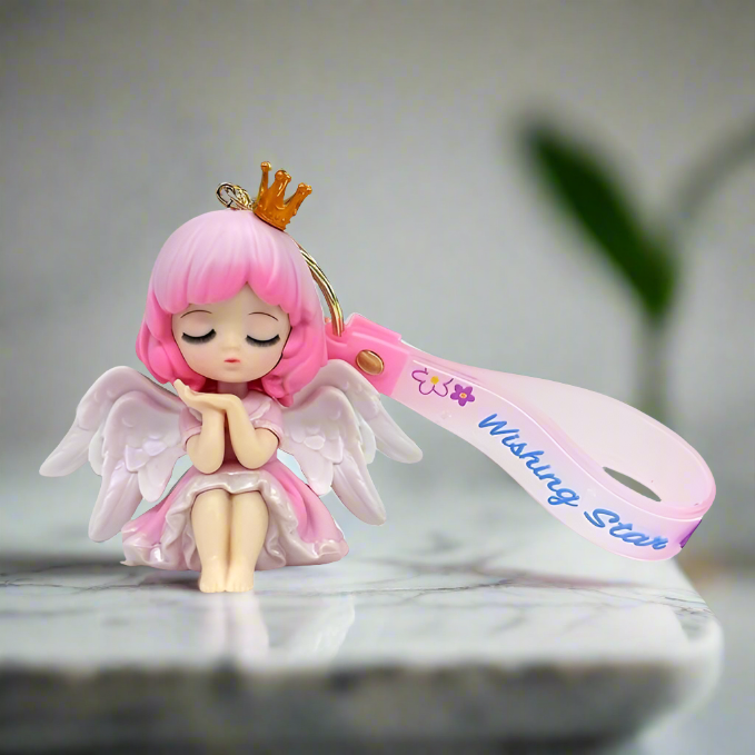 Cute Pink Fairy Angel Keychain | Model 2 | Premium | Lanyard Keychains |