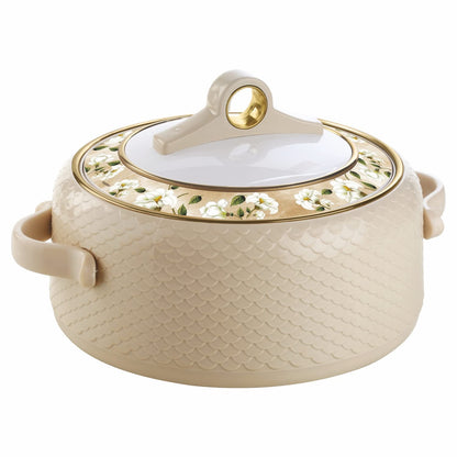 Nayasa Casserole Insulated Serving Tureen Hot Pot Thermoware with Inner Stainless Steel (Beige, 1PC (1500ml))(SH)