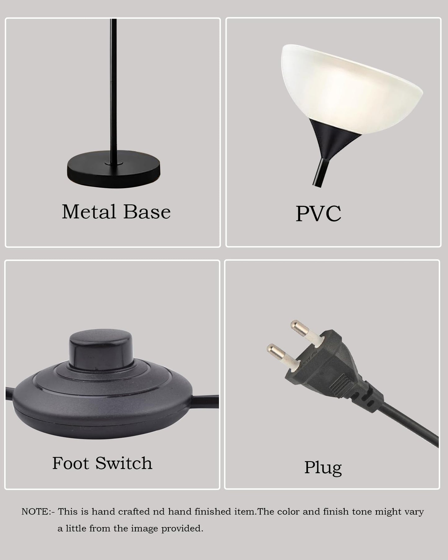 Modern Floor Lamp with Acrylic Shade - Black - 28x28x132 cm