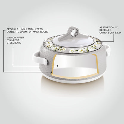 Nayasa Casserole Insulated Serving Tureen Hot Pot Thermoware with Inner Stainless Steel (Beige, 1PC (1500ml))(SH)