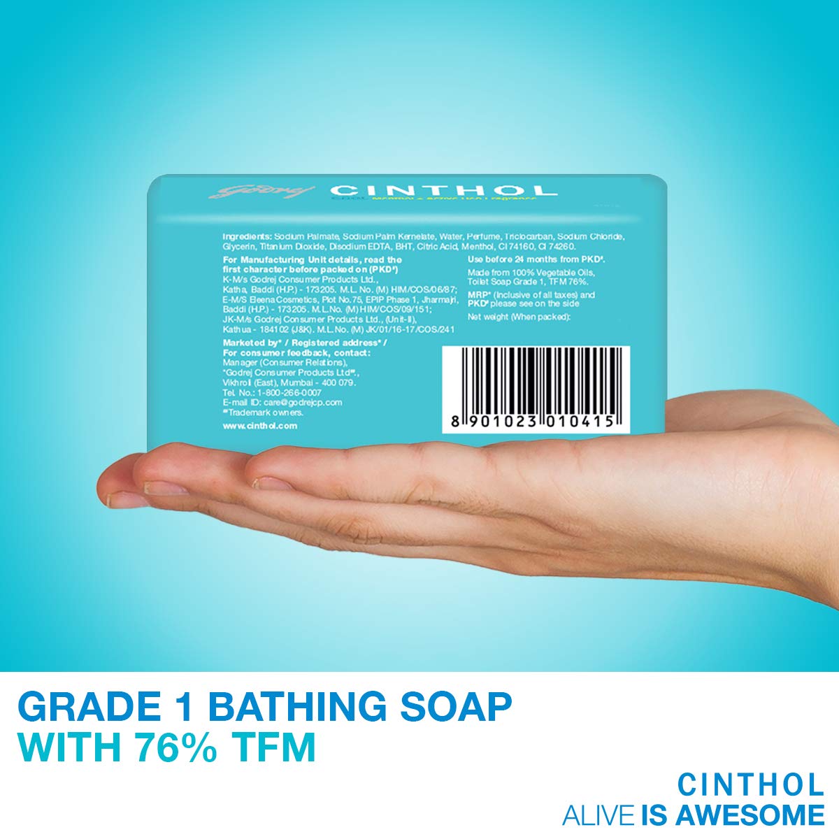 Cool Soap with Menthol, 100g (Pack of 5) | Grade 1, All Skin Types