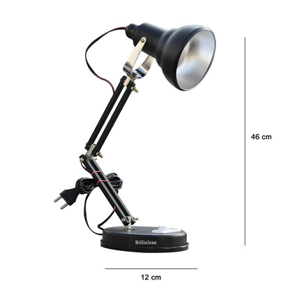 Table Lamp with Aluminium Shade, Matte Black Finish, B22 Holder, 2.5m Wire Length