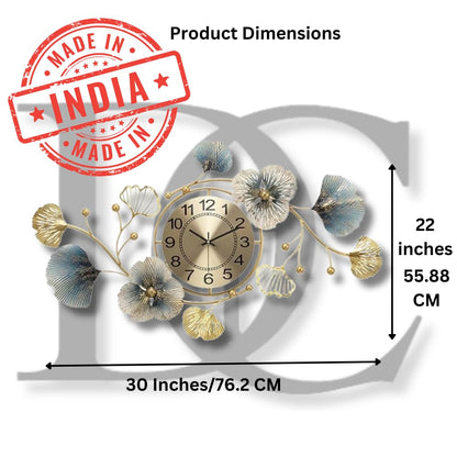 Floral Design Metal Wall Clock with Silent Sweep Mechanism - 30cm