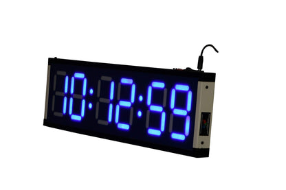 Skylink Jumbo Metal Blue LED Digital Wall Clock 6-Digit 4 Inch