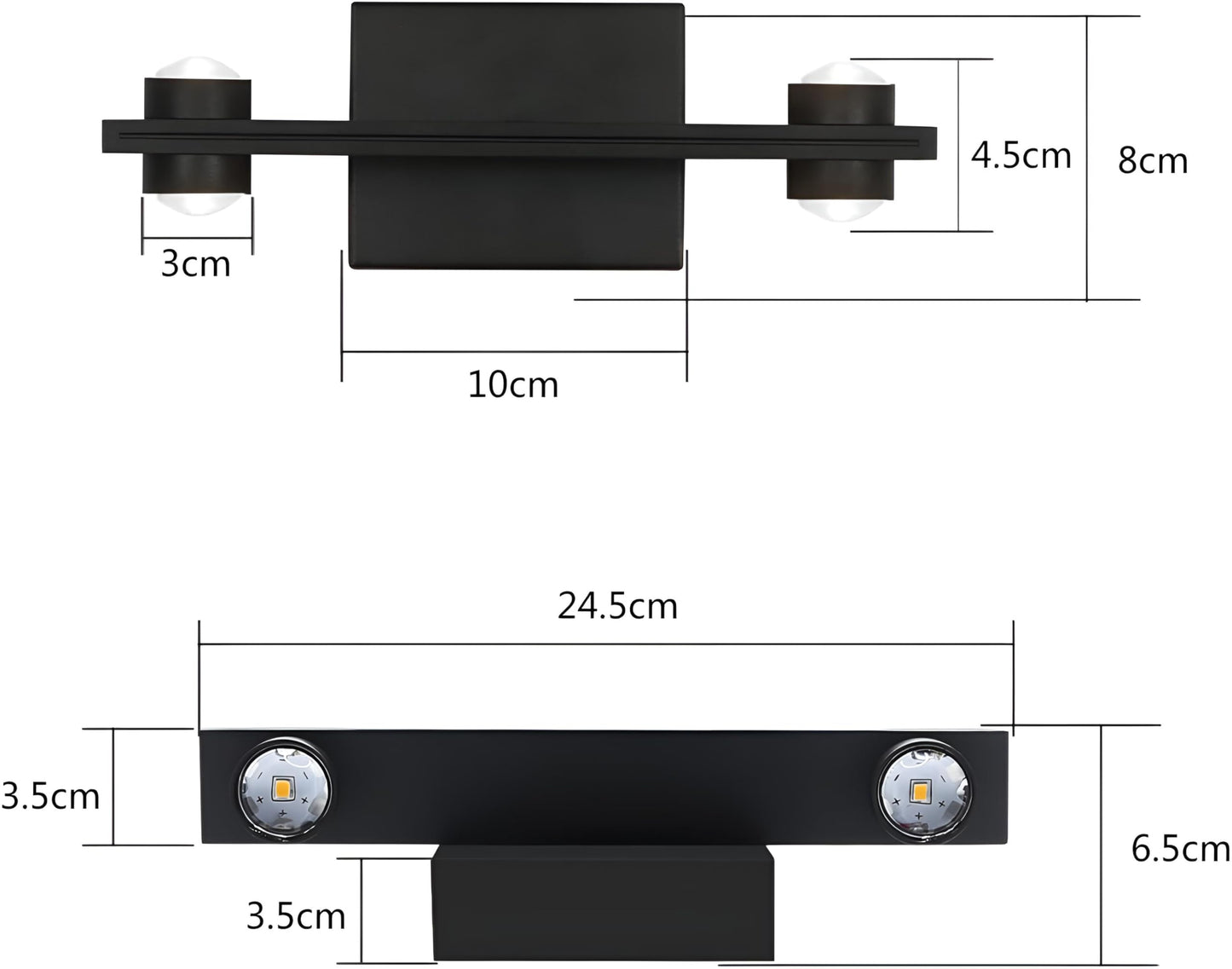 LED Wall Light Modern Design Matt Black Aluminium 2 Up 2 Down  Warm White