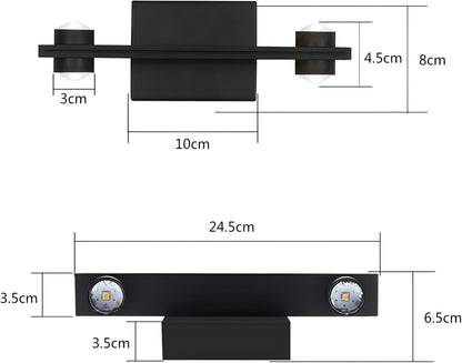 LED Wall Light Modern Design Matt Black Aluminium 2 Up 2 Down  Warm White