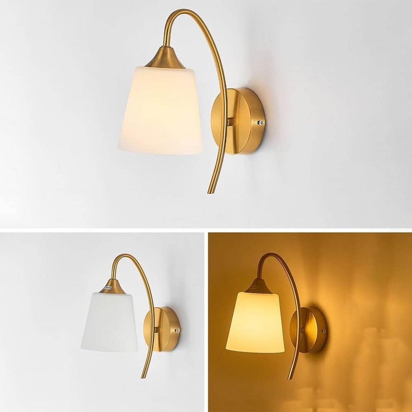 Wall Sconce Light Fixture with PVC Shade Gold Finish Metal 40W E27 for Bedroom Living Room Hallway