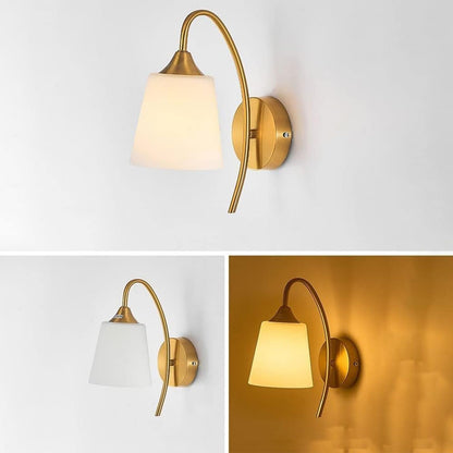 Wall Sconce Light Fixture with PVC Shade Gold Finish Metal 40W E27 for Bedroom Living Room Hallway