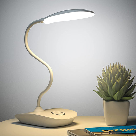 Rechargeable LED Desk Lamp with Touch Control and Adjustable Brightness - 8W, 2000mAh Battery, Gooseneck Design