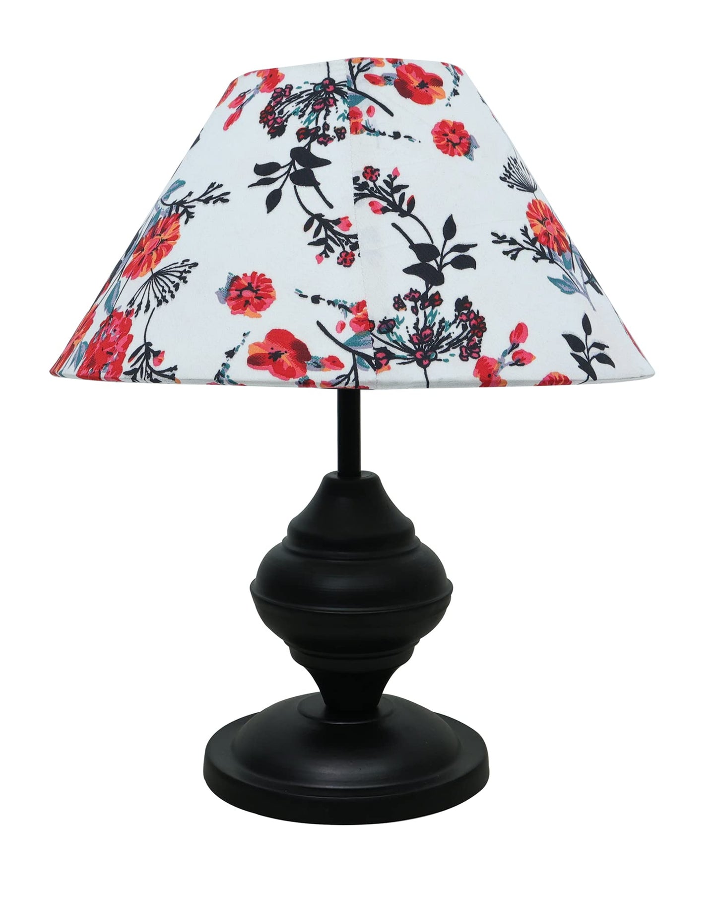 Table Lamp with Fabric Shade Black Metal 25x25x40cm