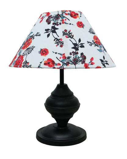 Table Lamp with Fabric Shade Black Metal 25x25x40cm
