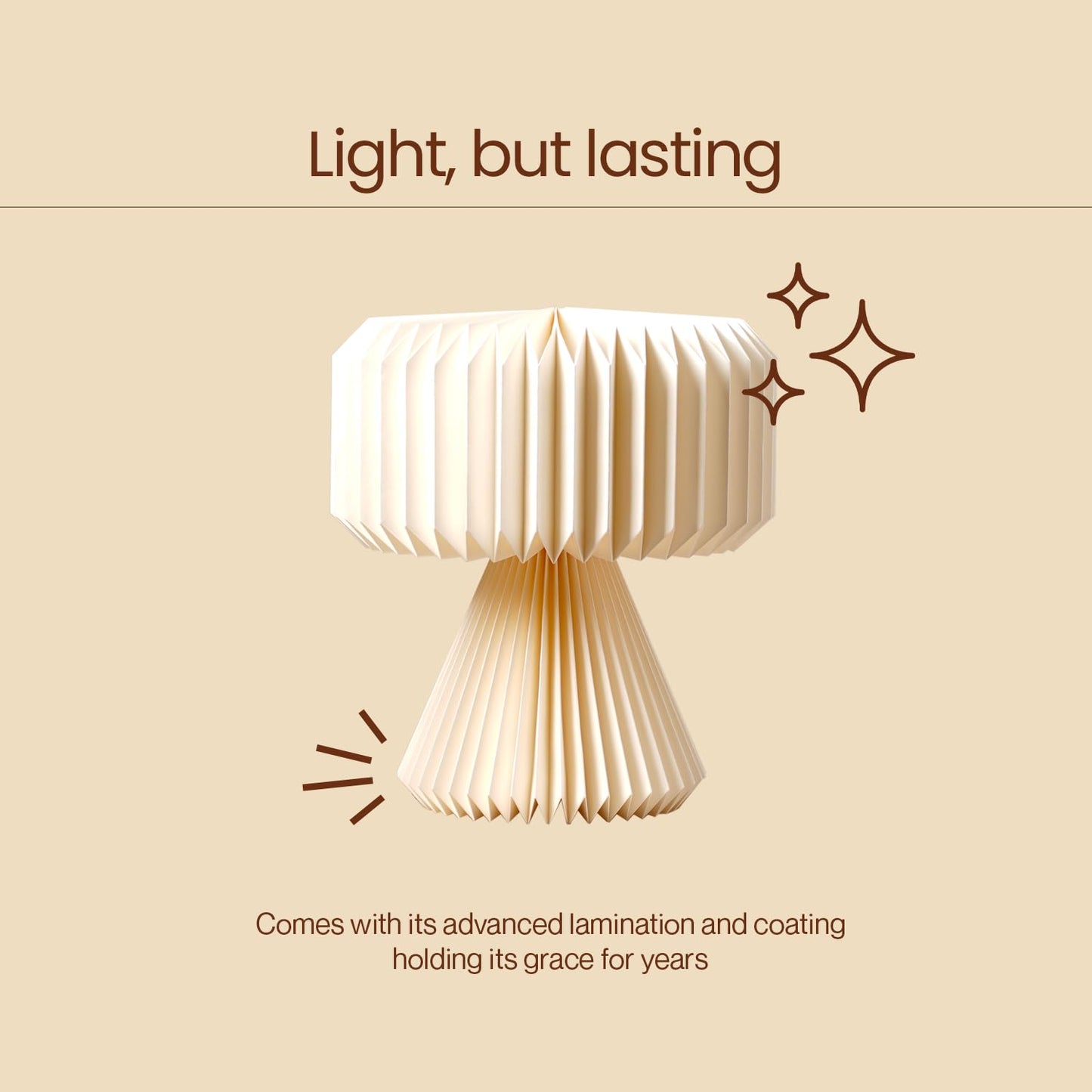 Table Lamp Origami Design Laminated Paper 32 cm Tall Dust and Water Resistant