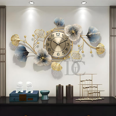 Floral Design Metal Wall Clock with Silent Sweep Mechanism - 30cm