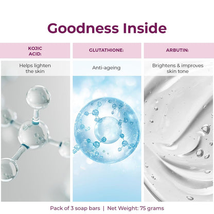 Kojic Acid & Glutathione Whitening Soap - 3 Pack