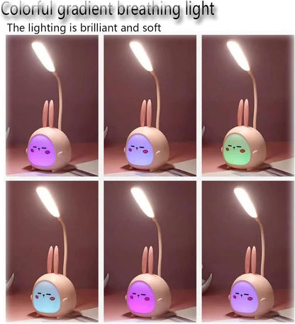 LED Desk Lamp with Eye Protection - Rechargeable, Portable, 2 Lighting Modes, Yellow Plastic, Cute Design