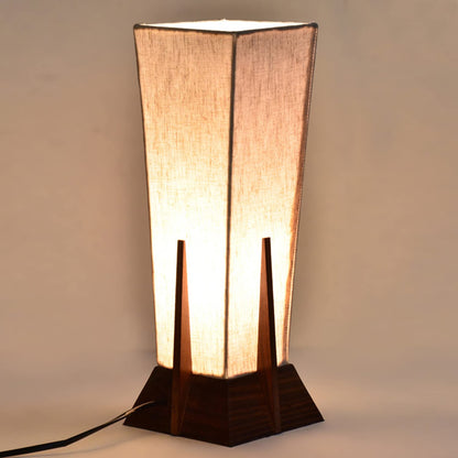Table Lamp Handmade Pyramid Design Sheesham Wood Brown 14 Inch Without Bulb