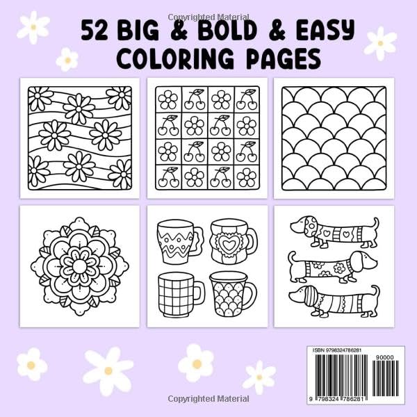 Comfy Patterns: Coloring Book for Adults and Kids, Bold and Easy, Simple and Big Designs for Relaxation Featuring Lovely Cozy Pattern and Mandala (Bold & Easy Coloring) 