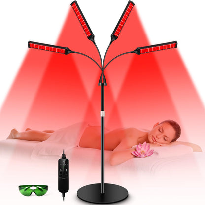 Red Light Therapy Lamp with Adjustable Stand, 160 LEDs, 660nm Red & 850nm Near Infrared, for Face and Body