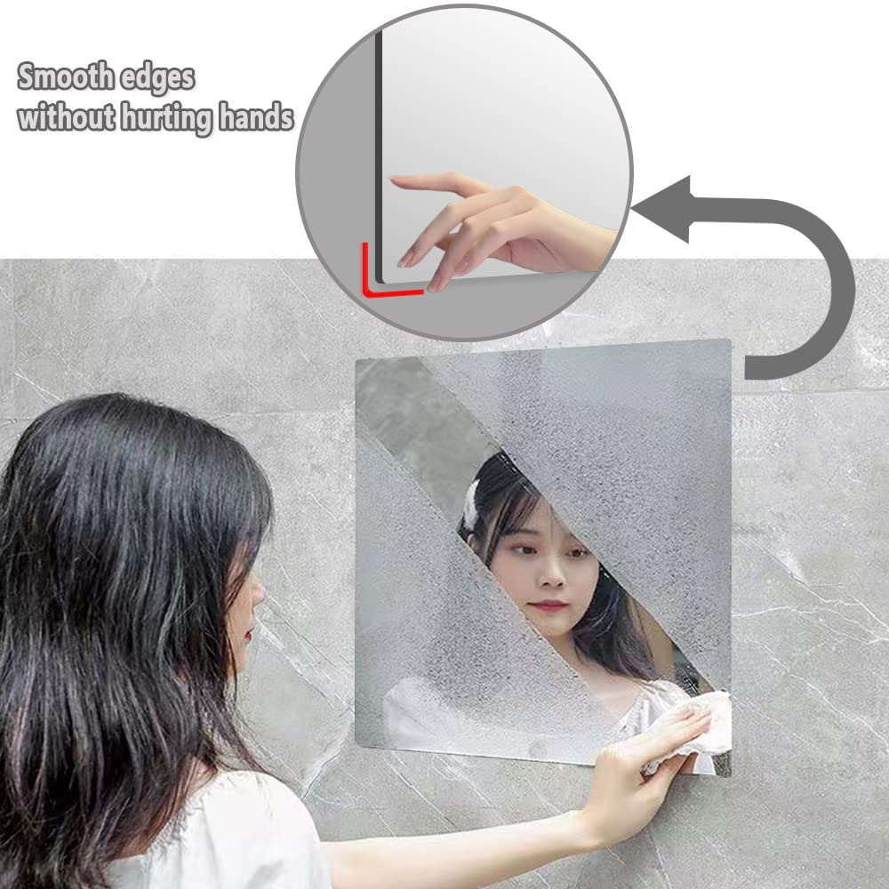 Frameless Acrylic Wall Mirror Tiles - Flexible Full Body Mirror - 12''x12'' - Set of 4