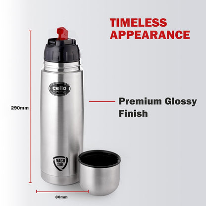 CELLO Flipstyle Insulated Stainless Steel Flask Water Bottle with Jacket For Daily Use 1000 ml