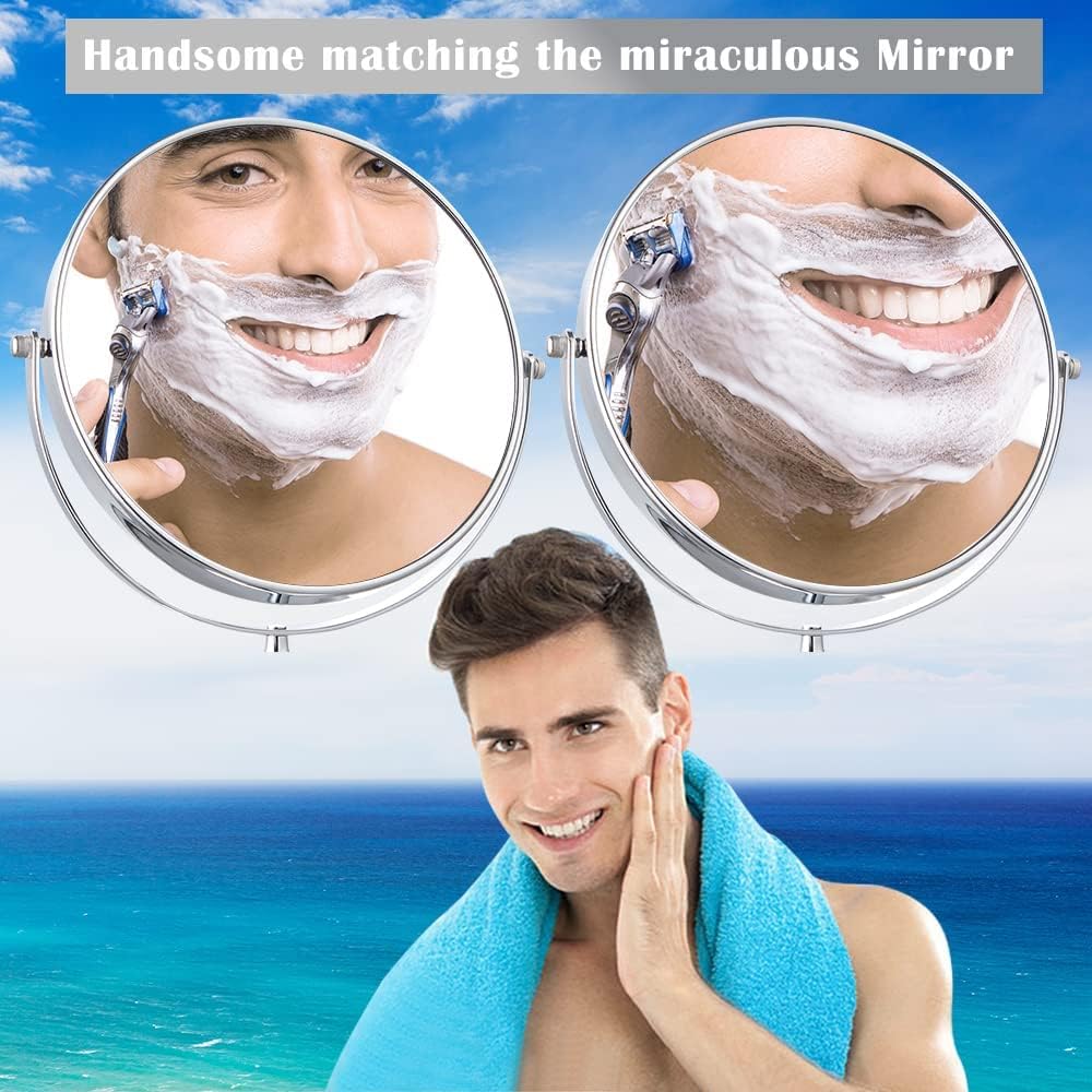 Oval Double-Sided Makeup Mirror, 5X/1X Magnification, Silver