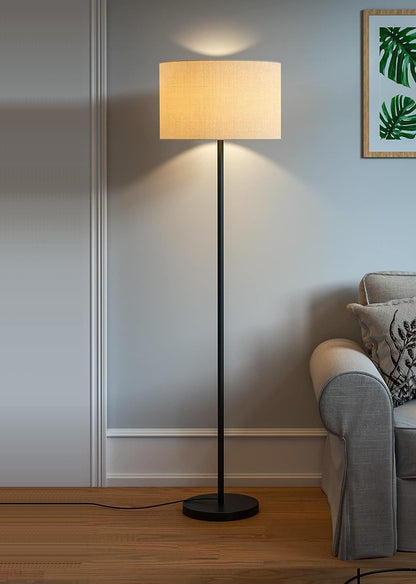 Floor Lamp Modern Black Taper Lampshade Jute 12 Inches
